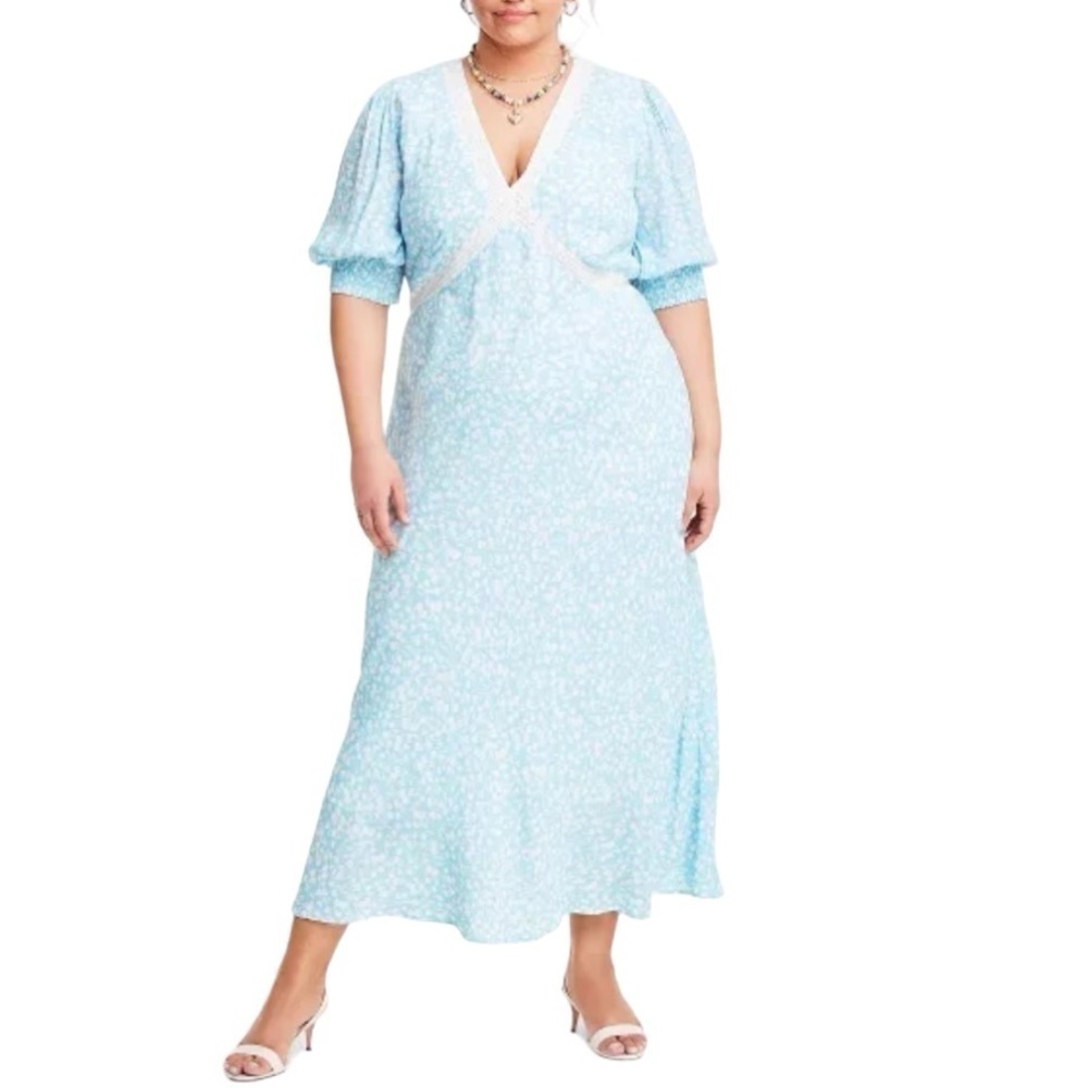 RIXO Light Blue Floral Maxi Dress